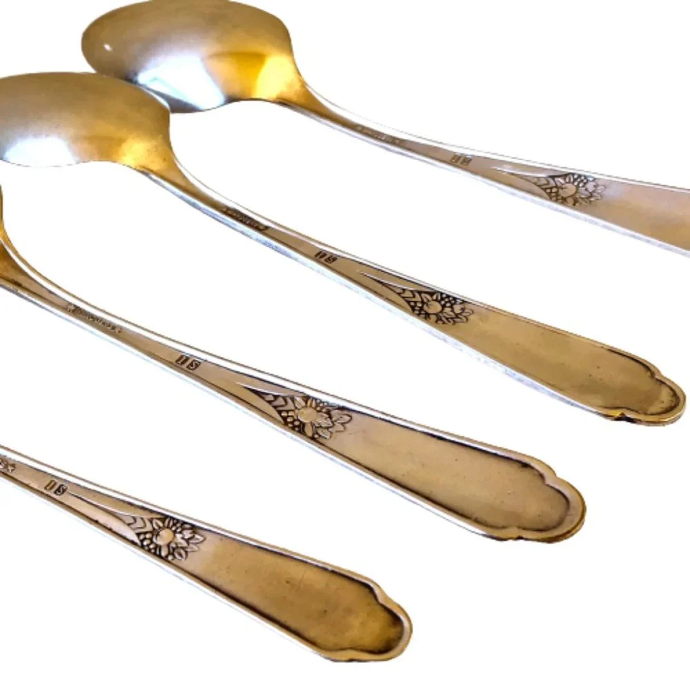 Wm Rogers MEMORY Hiawatha 1937 Silver Plate SPOONS Flatware Tsp + Tbsp + Sugar 9